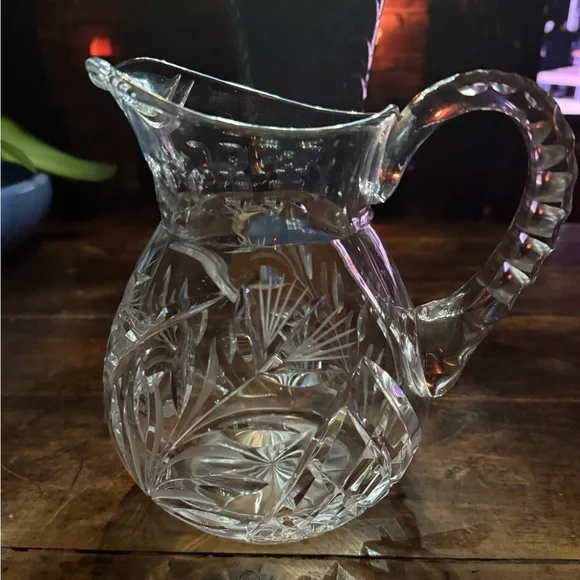 VTG American brilliant. Cut crystal pitcher art deco